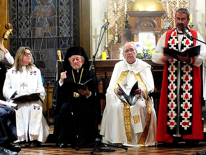 Picture of people worshiping in church